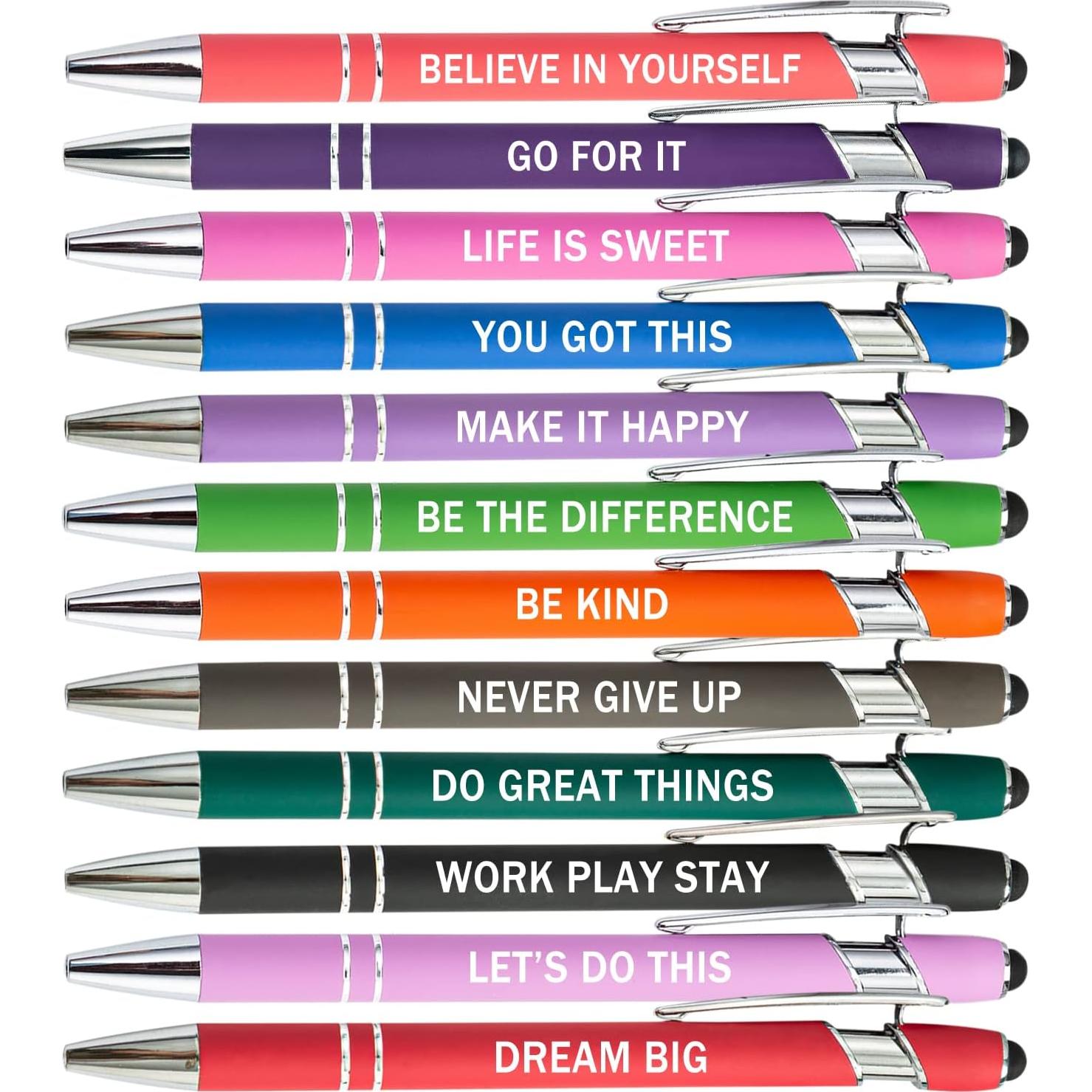 Bolígrafos Motivacionales PASISIBICK - 12 Colores, Tinta Negra