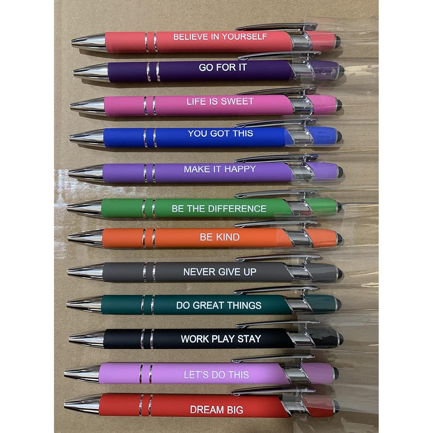 Bolígrafos Motivacionales PASISIBICK - 12 Colores, Tinta Negra