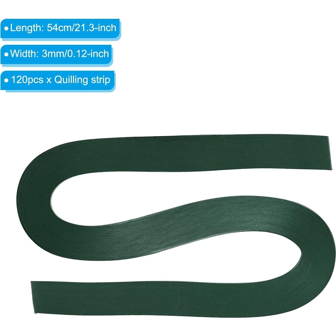 Tiras de Papel Quilling PATIKIL 120pcs 3mm Verde Militar 54cm