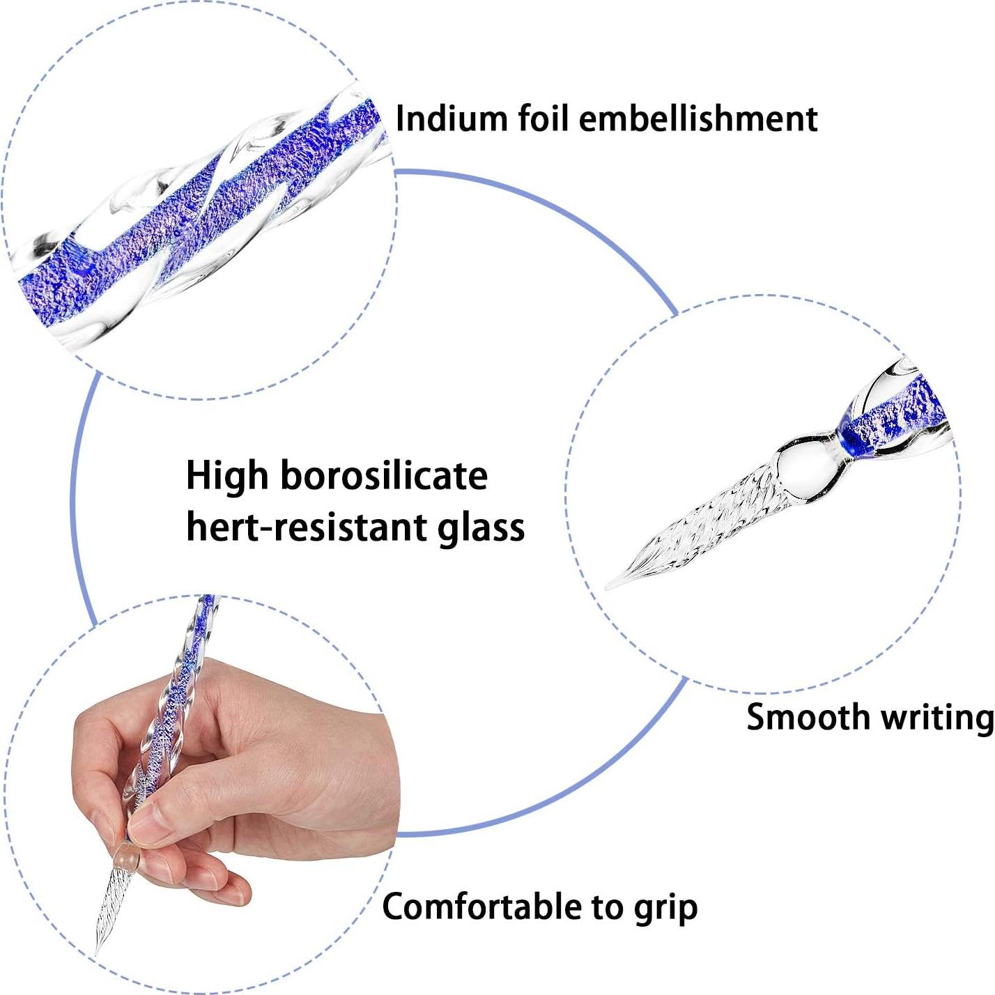 Pluma de Vidrio Hecha a Mano Zonon - 3 Piezas Multicolor