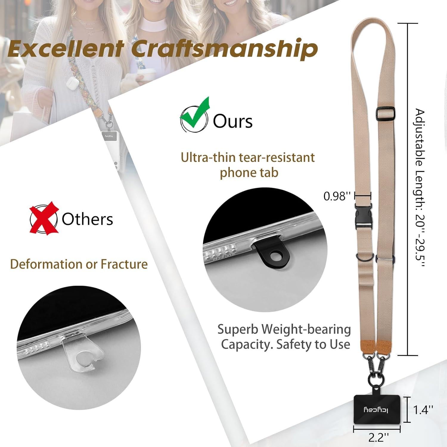 Cinta para Teléfono Cruzada Icycay Oro Champán Ajustable
