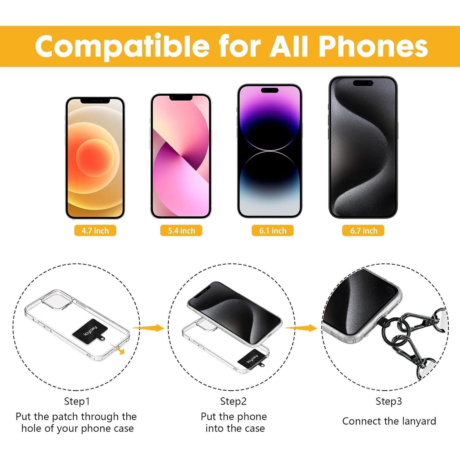 Cinta para Teléfono Cruzada Icycay Oro Champán Ajustable