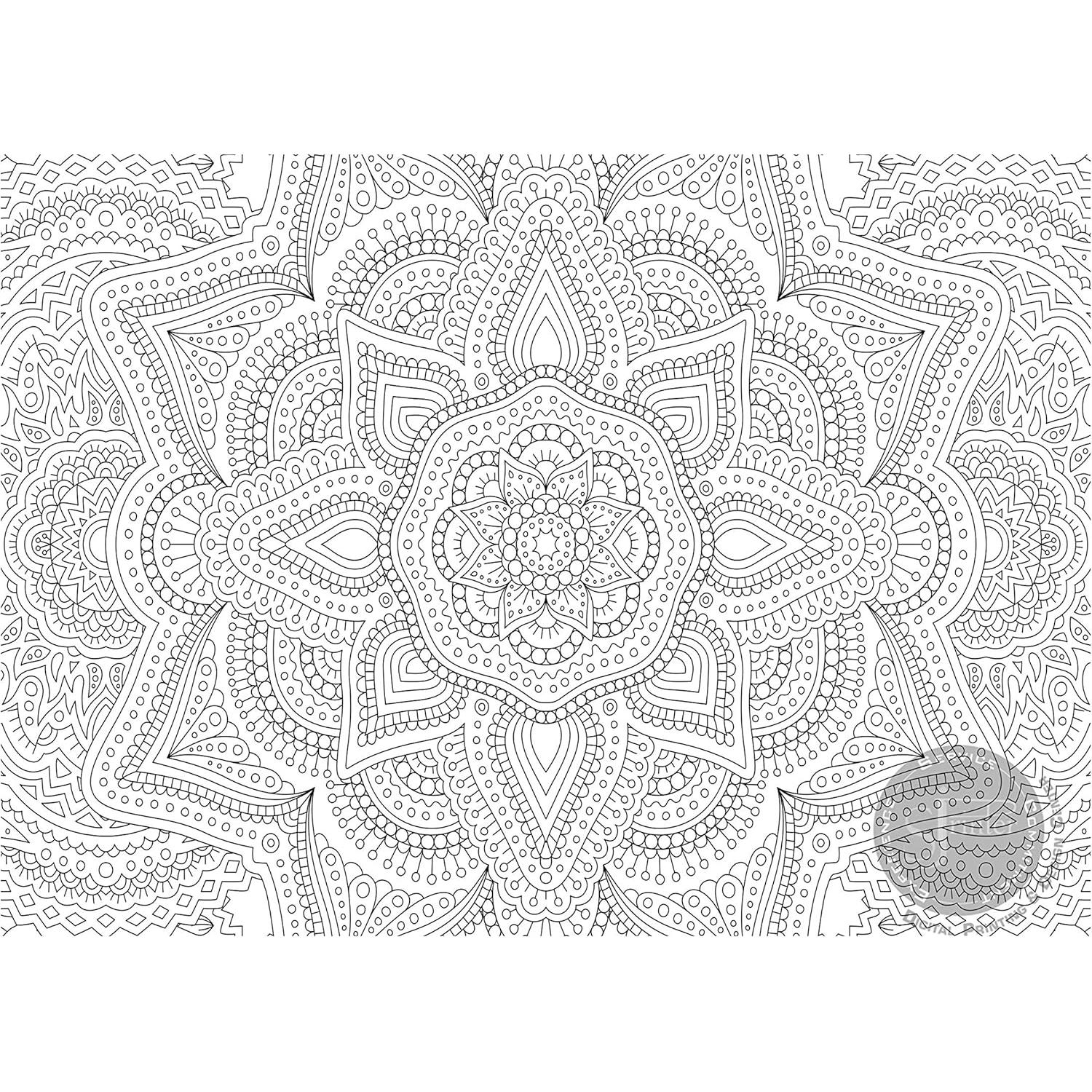 Póster Gigante para Colorear SJPrinter Mandala Floral 106.7x76.2cm