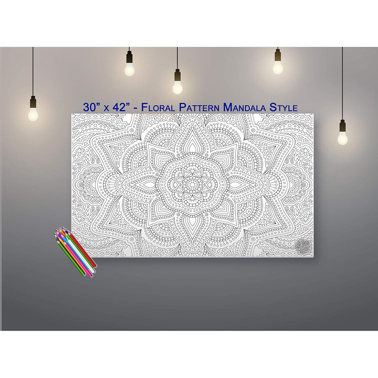 Póster Gigante para Colorear SJPrinter Mandala Floral 106.7x76.2cm