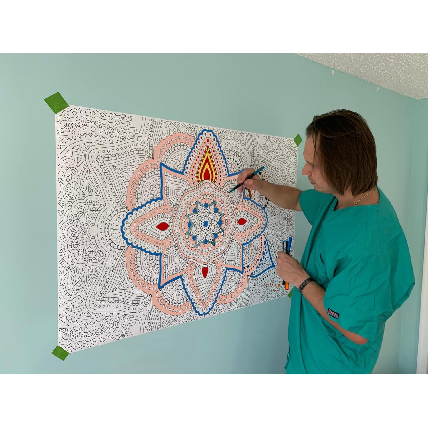 Póster Gigante para Colorear SJPrinter Mandala Floral 106.7x76.2cm