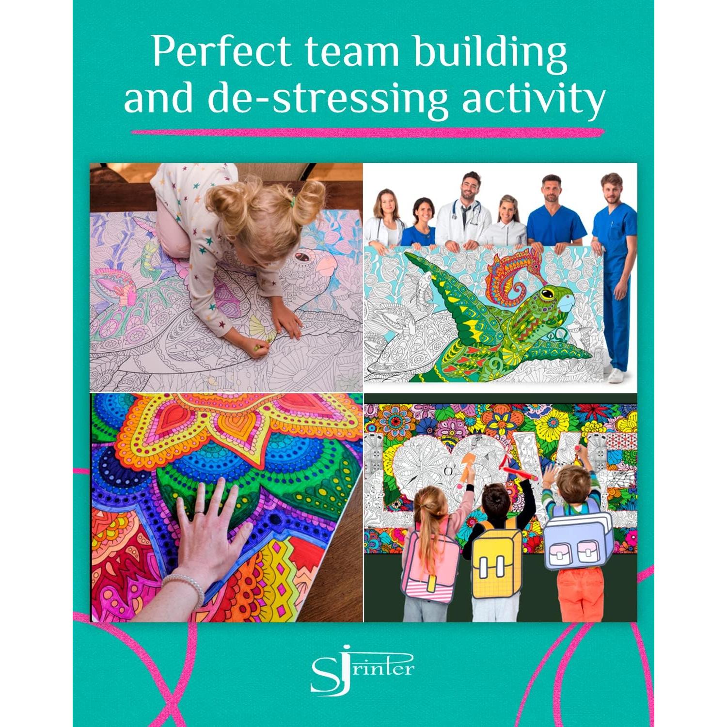 Póster Gigante para Colorear SJPrinter Mandala Floral 106.7x76.2cm