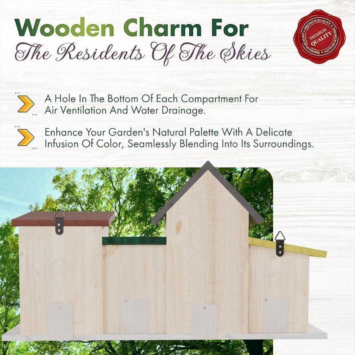 Casa para pájaros 23 Bees 4 agujeros verde azul múltiple