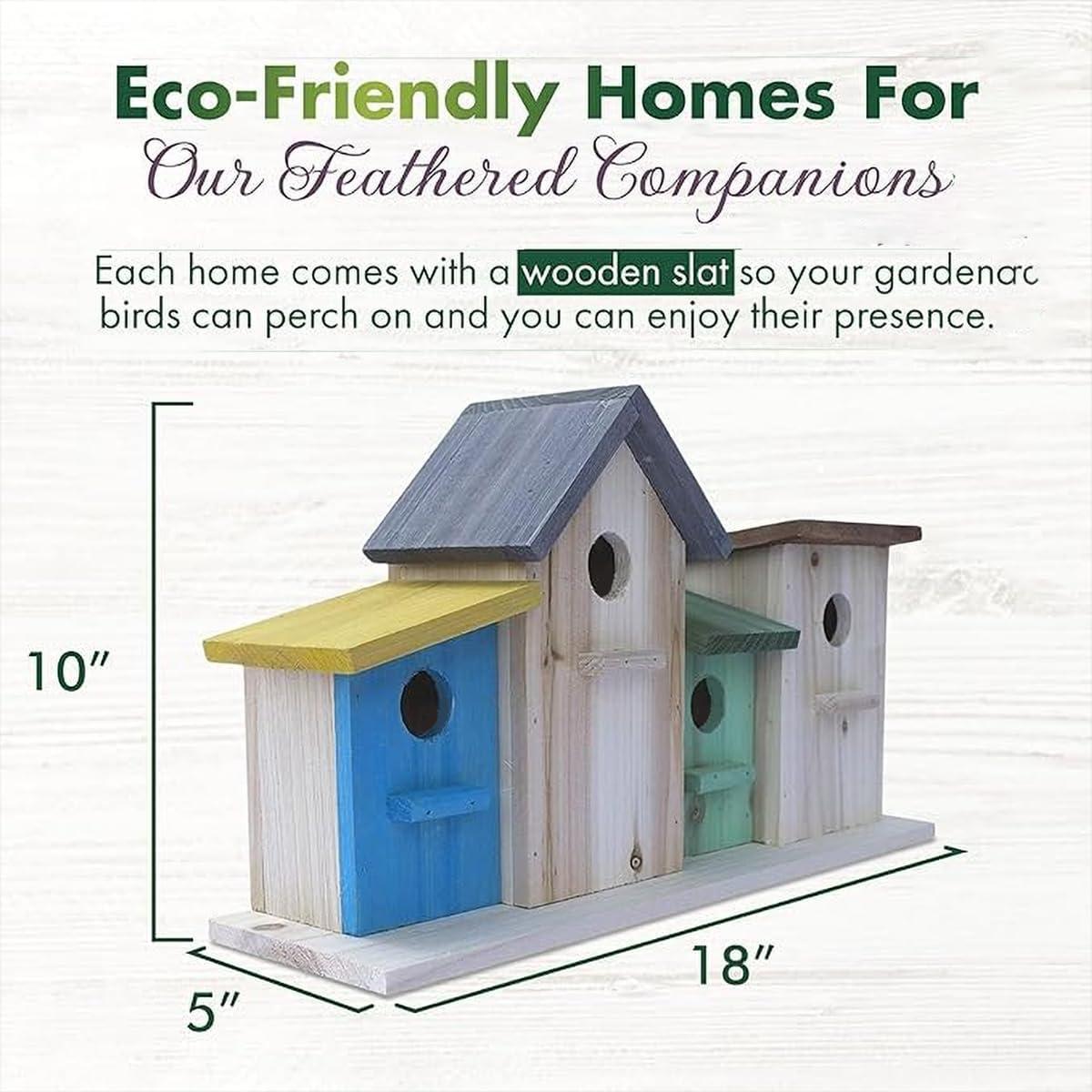 Casa para pájaros 23 Bees 4 agujeros verde azul múltiple