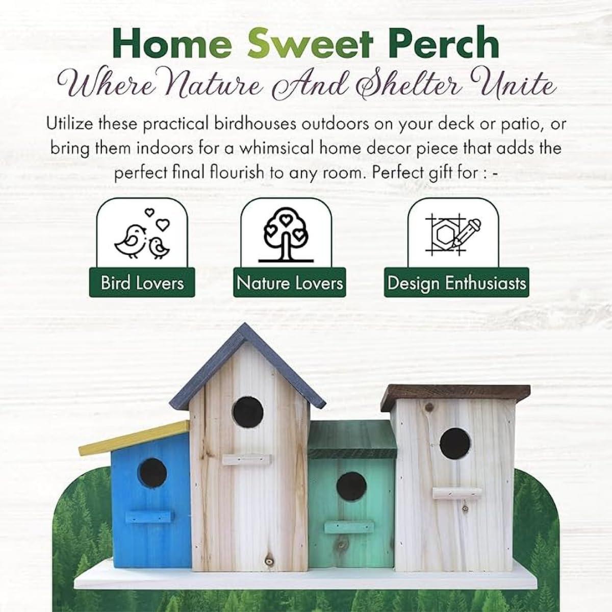 Casa para pájaros 23 Bees 4 agujeros verde azul múltiple