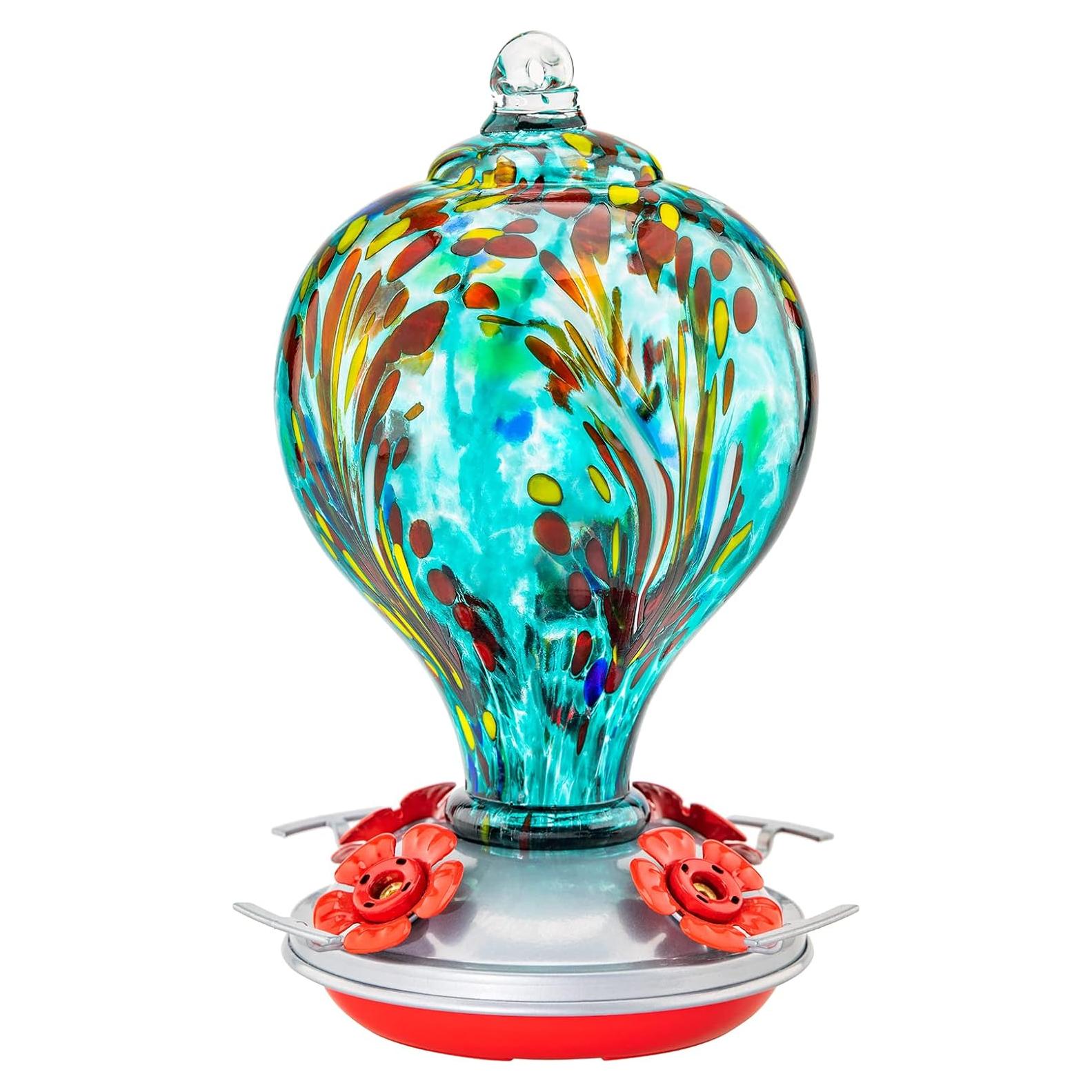 Alimentador de Colibrí de Vidrio LaElvish Garden 0.91kg Azul Teal