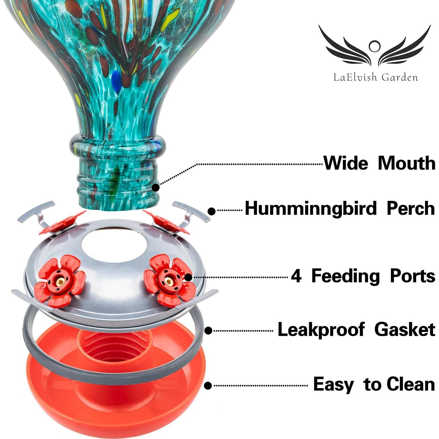 Alimentador de Colibrí de Vidrio LaElvish Garden 0.91kg Azul Teal