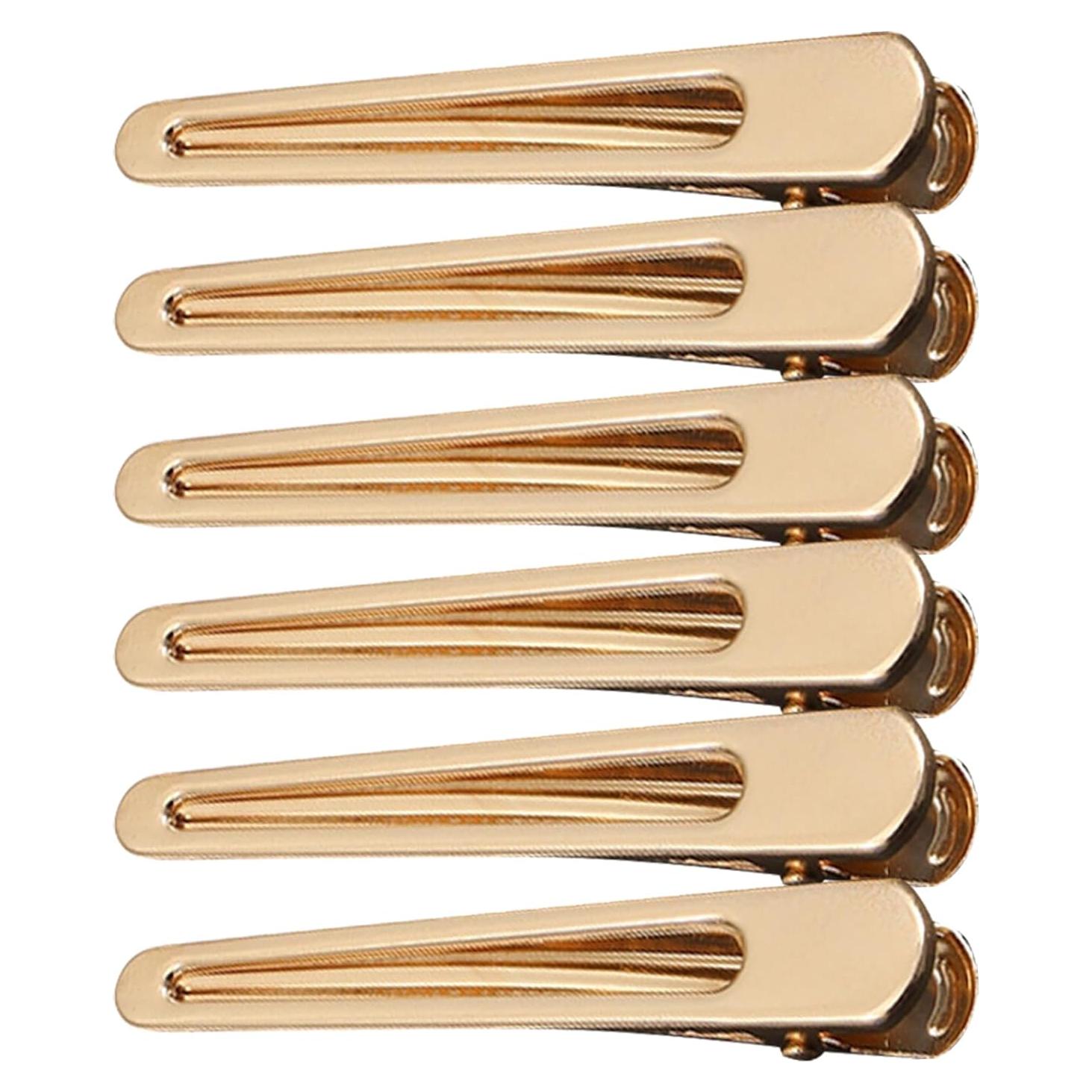 6 Pinzas de Pelo Cocodrilo Metalicas KINGWEDDING Oro 8cm