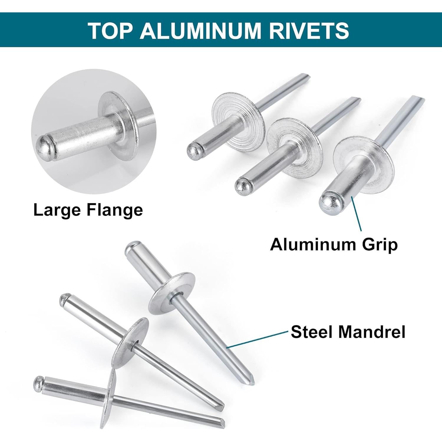 Kit de Remaches de Aluminio 200PCS SATANTECH - 7 Tamaños