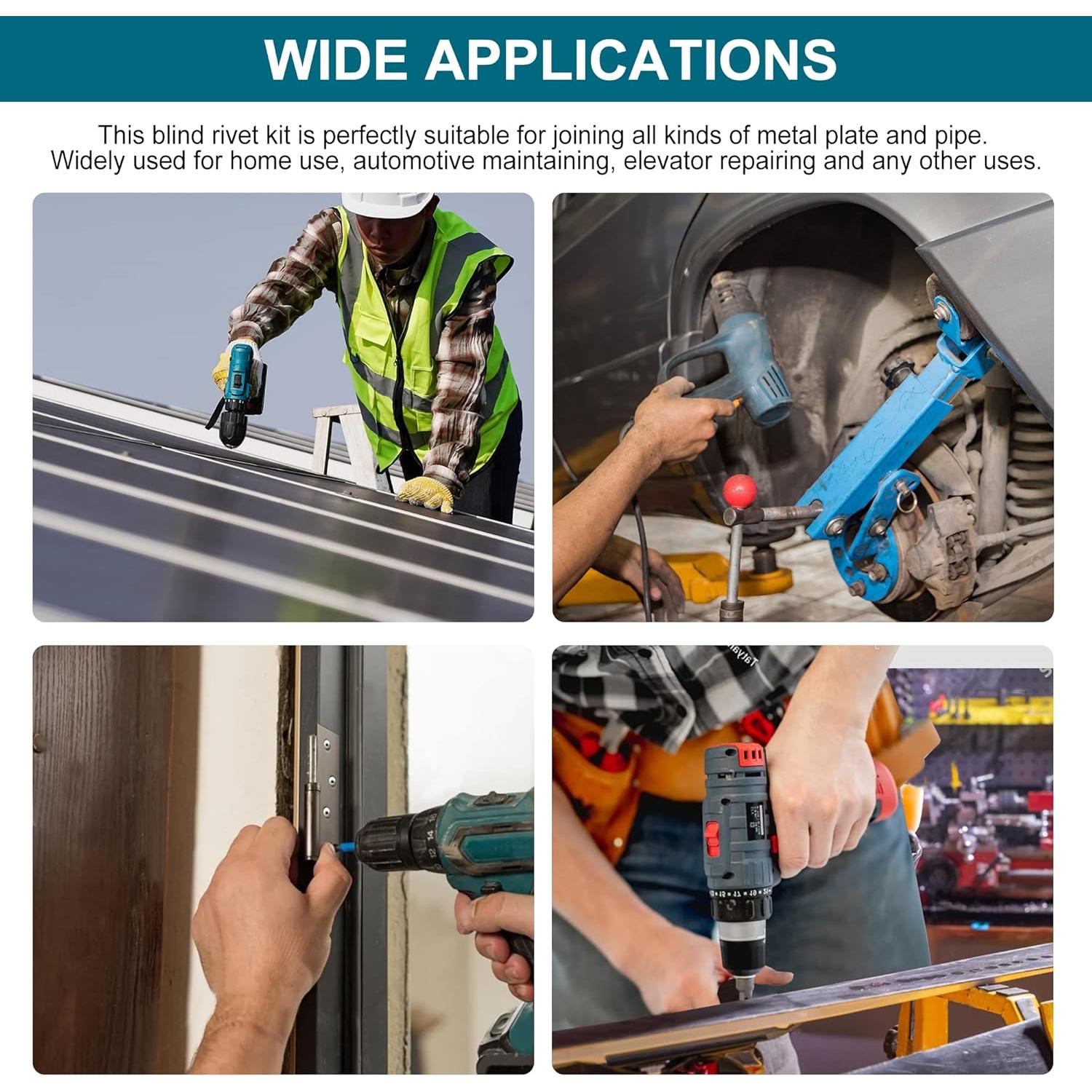 Kit de Remaches de Aluminio 200PCS SATANTECH - 7 Tamaños