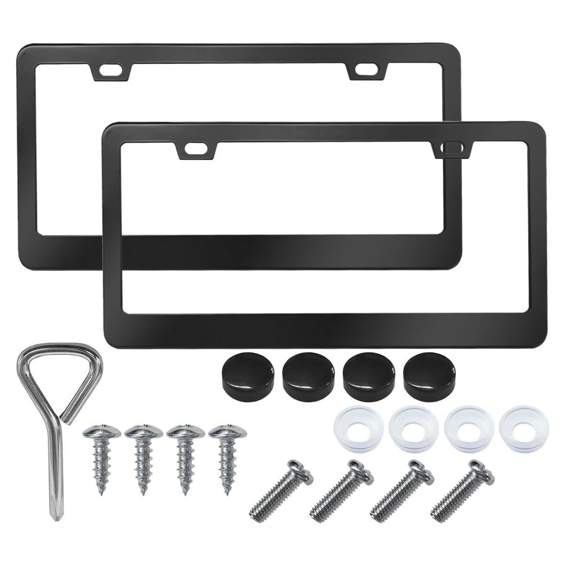 2 Marcos de Placa de Licencia de Acero Inoxidable LAINLOY Negro