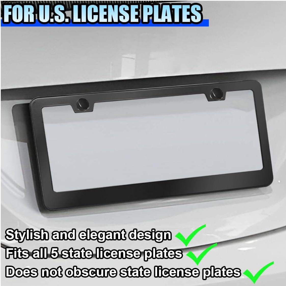 2 Marcos de Placa de Licencia de Acero Inoxidable LAINLOY Negro
