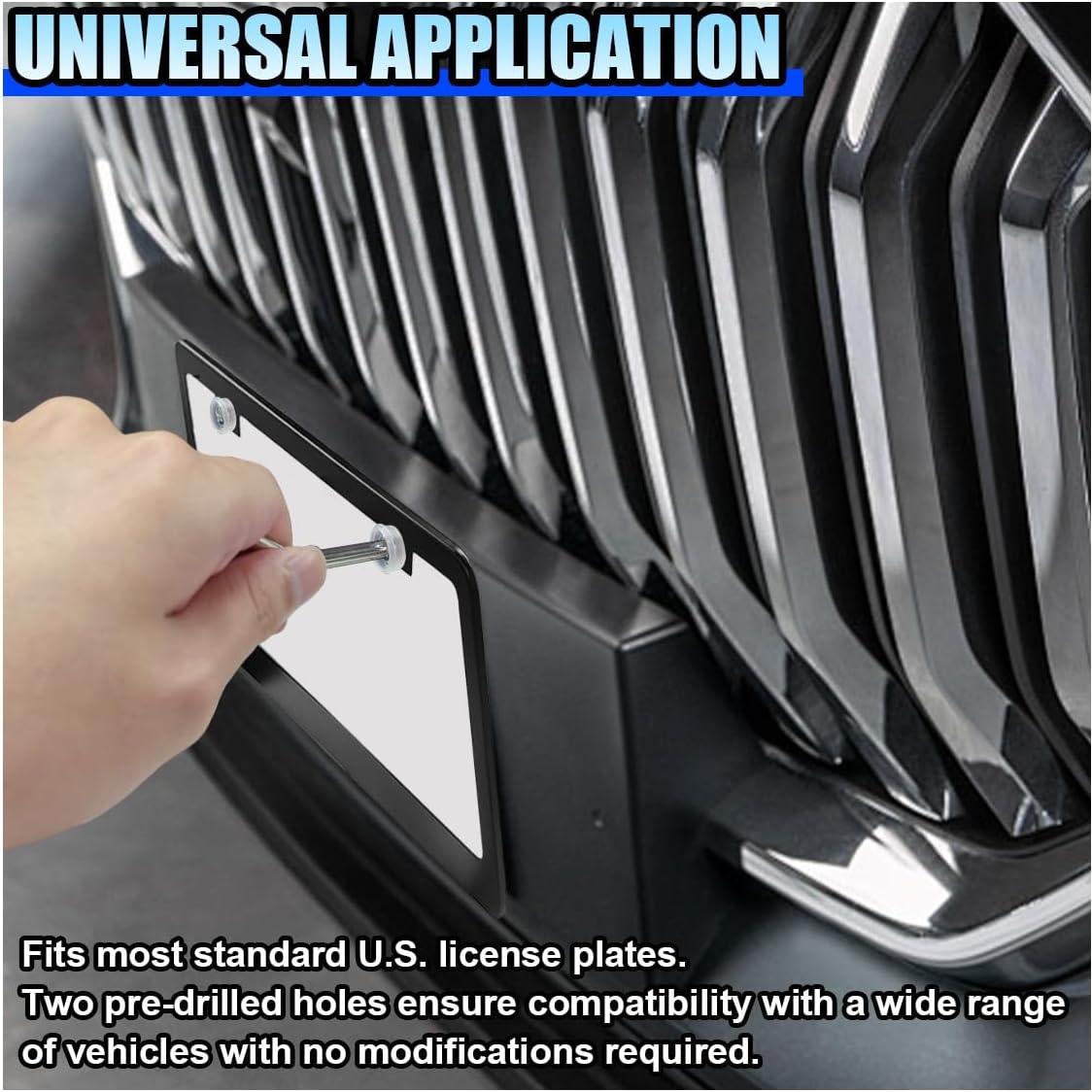 2 Marcos de Placa de Licencia de Acero Inoxidable LAINLOY Negro