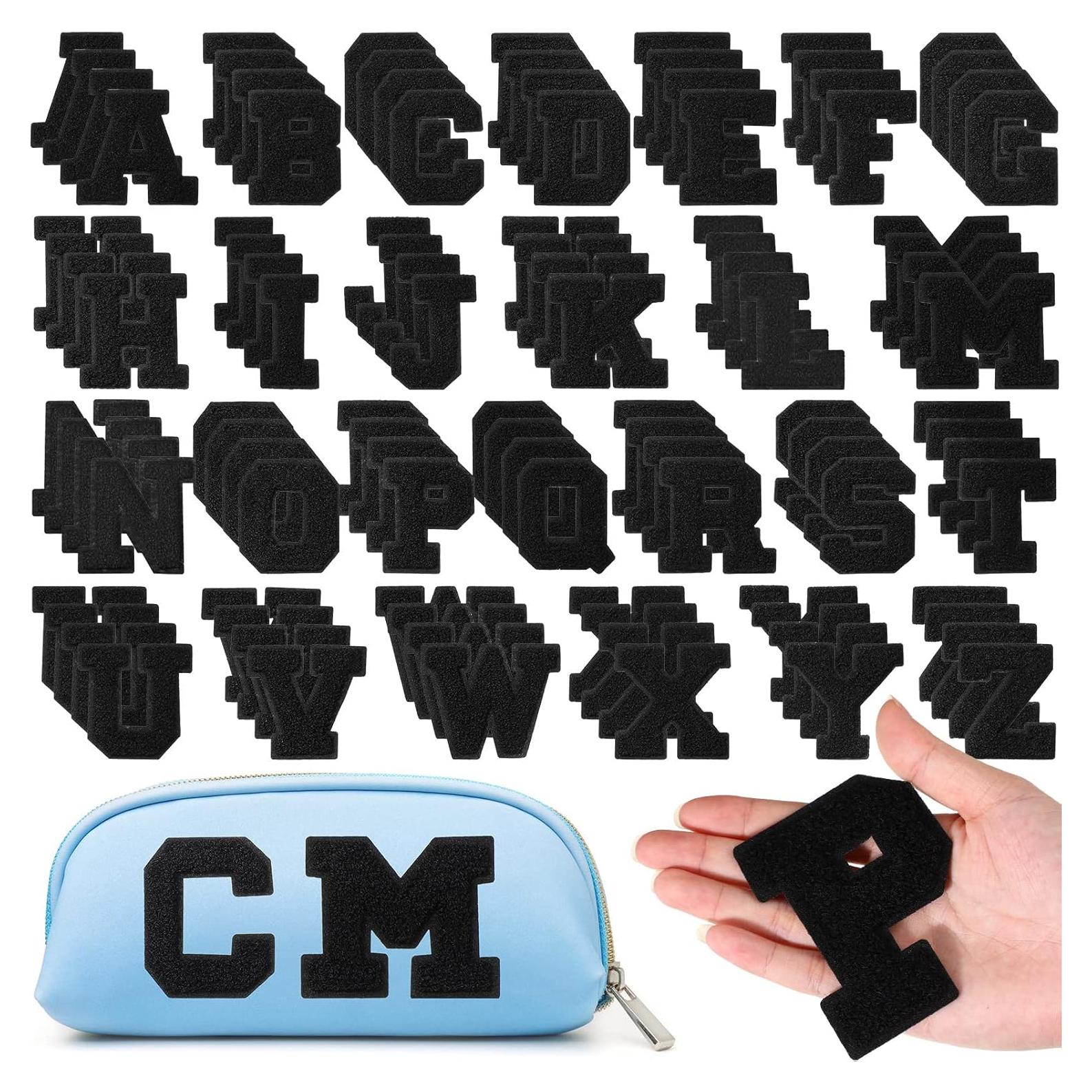 104 Parches de Letras Chenille Jutom para Planchar Negros