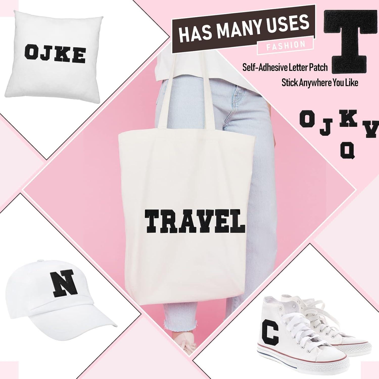 104 Parches de Letras Chenille Jutom para Planchar Negros