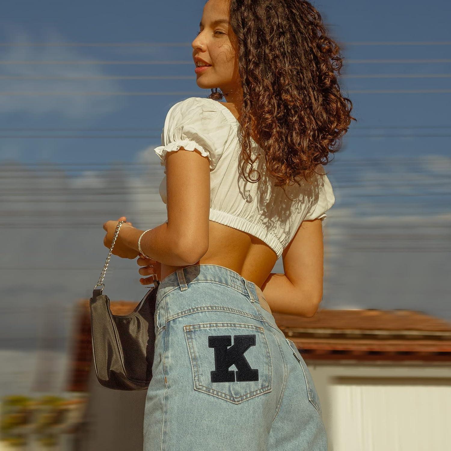 104 Parches de Letras Chenille Jutom para Planchar Negros