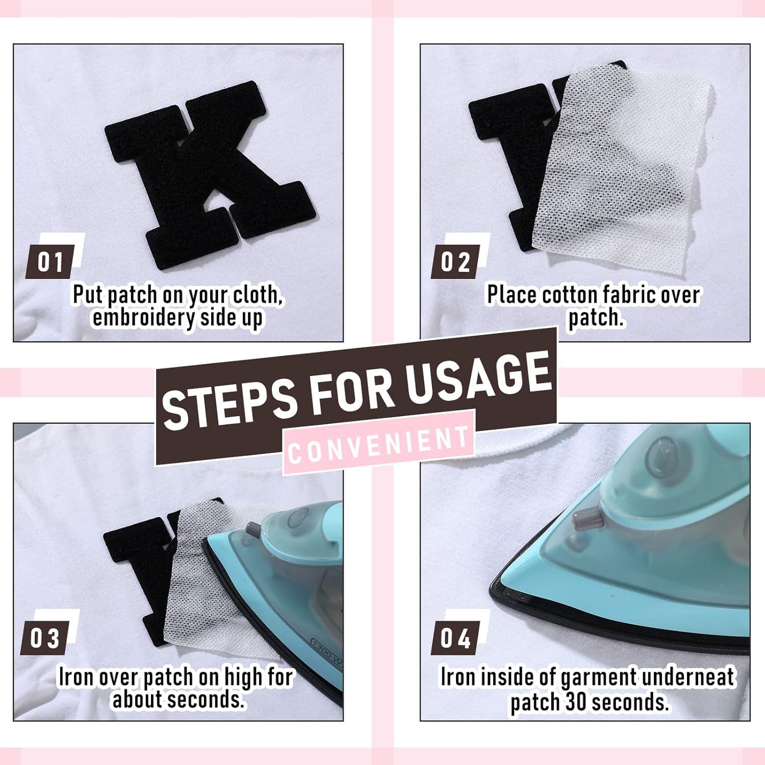 104 Parches de Letras Chenille Jutom para Planchar Negros