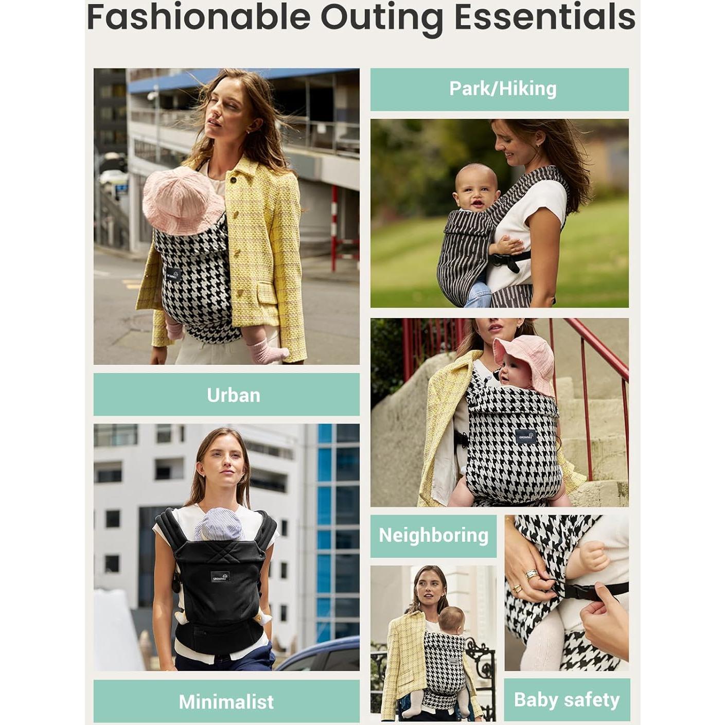 Portabebés Ergonómico GROWNSY Negro 3 a 20 kg