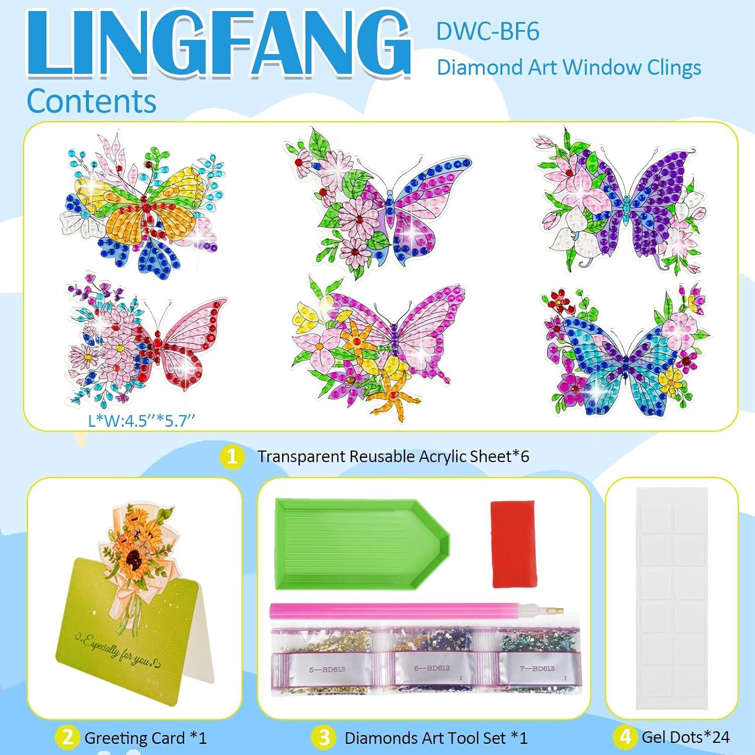Kits de Arte de Diamante LINGFANG 6 Pcs Ventanas Reutilizables