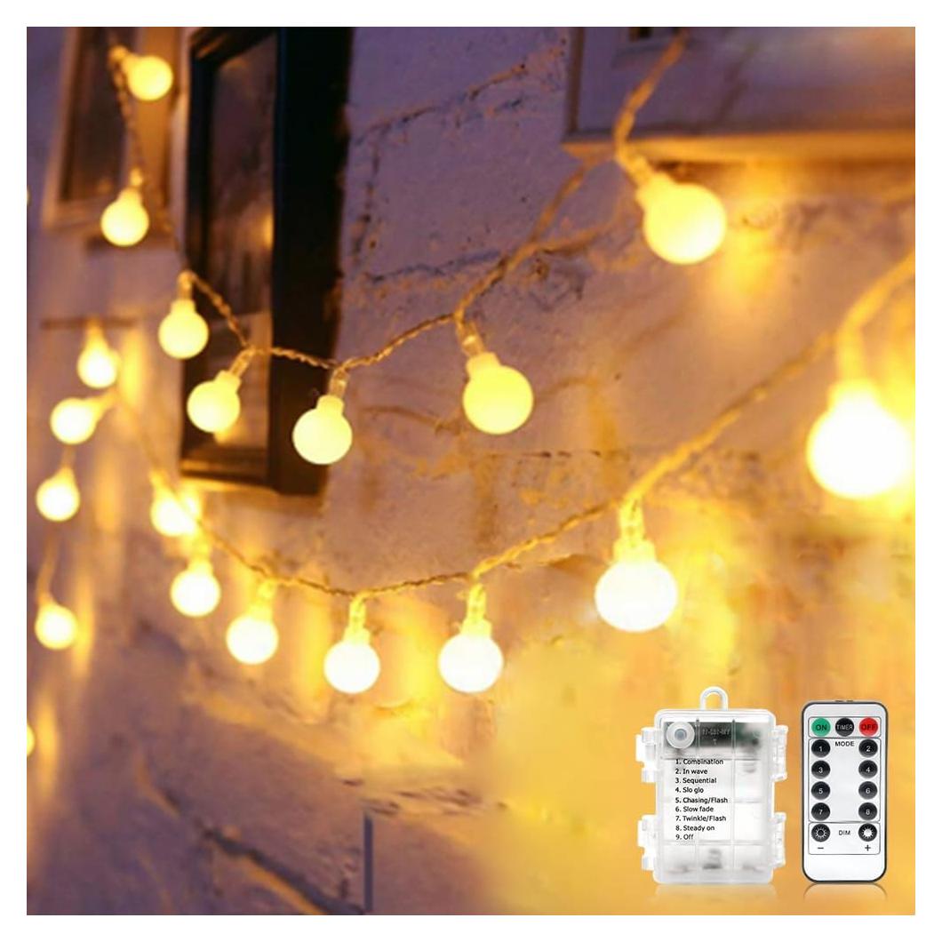 Luces de Cadena de Globo LED YoTelim 6M 40 LEDs Cálido con Control Remoto