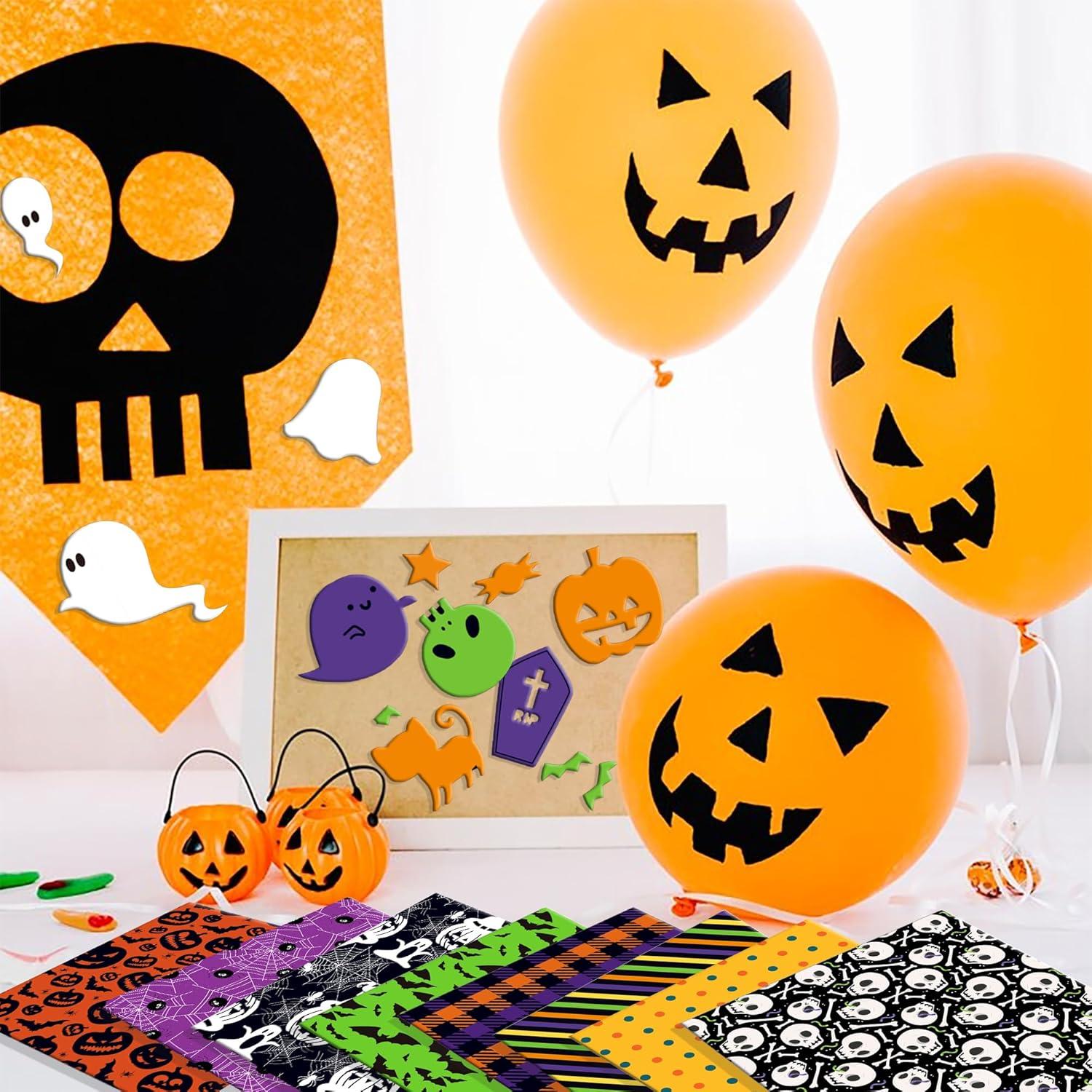 Juego de Papel de Scrapbook Halloween GLKTOPO 30.5 cm Doble Cara 24 Hojas