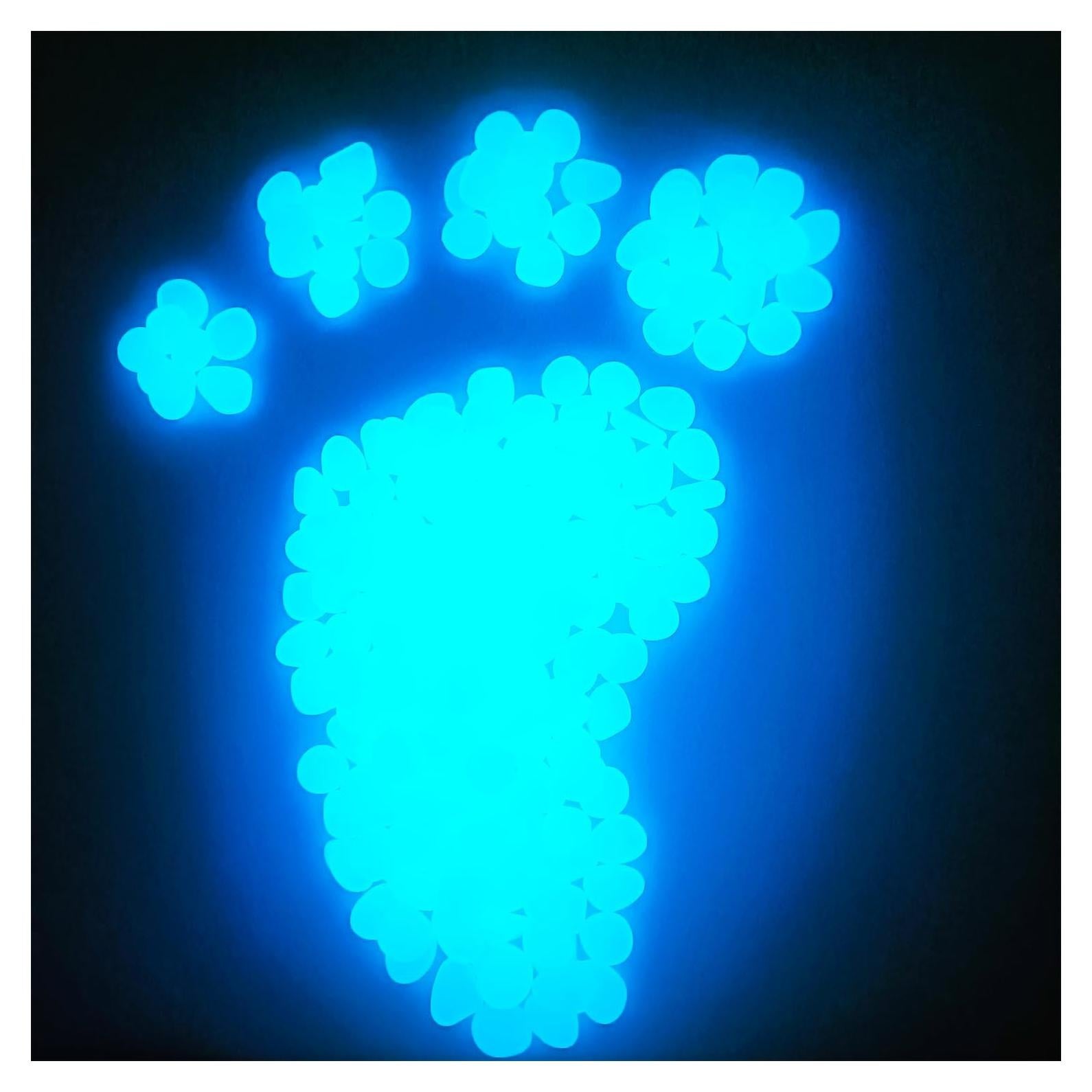 Piedras Brillantes Azules Ajuwaa - 100 Pcs Luminiscentes para Jardín