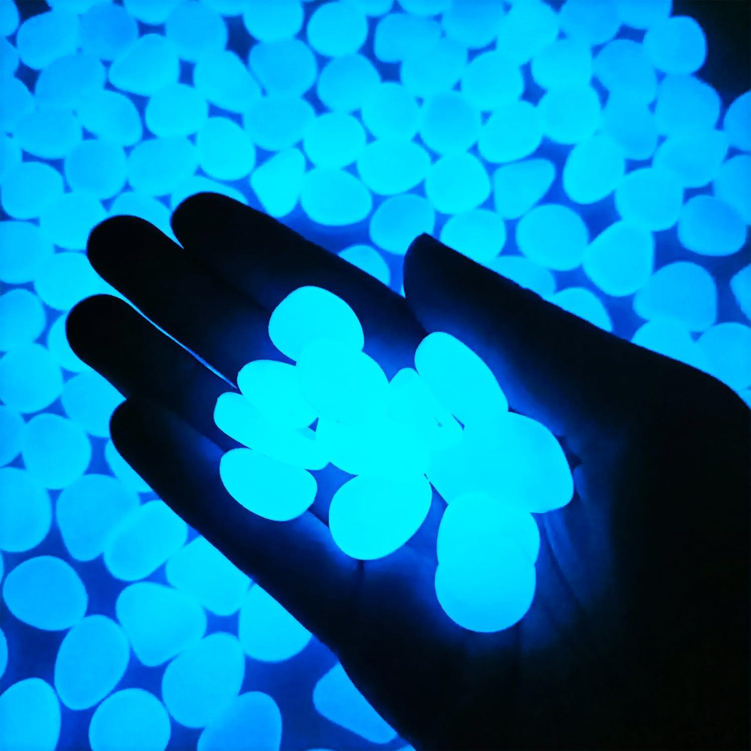 Piedras Brillantes Azules Ajuwaa - 100 Pcs Luminiscentes para Jardín