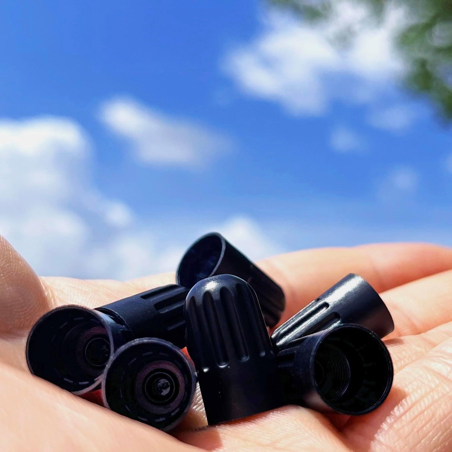 Tapa de Válvula de Neumático TPMSCENTER Universal Negra - 8 Piezas