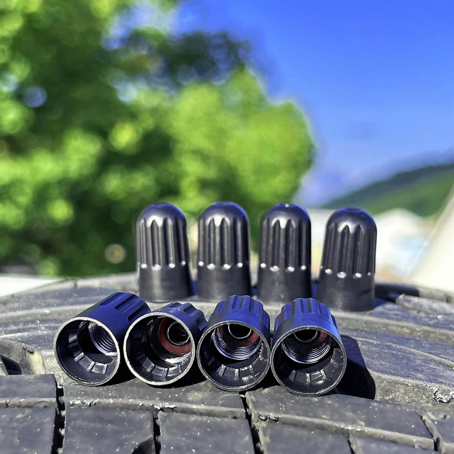 Tapa de Válvula de Neumático TPMSCENTER Universal Negra - 8 Piezas