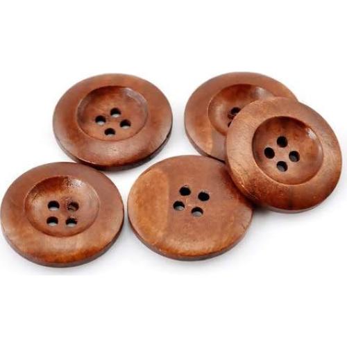 Botones de Madera KARMELLING 50PC Redondos 25mm Café