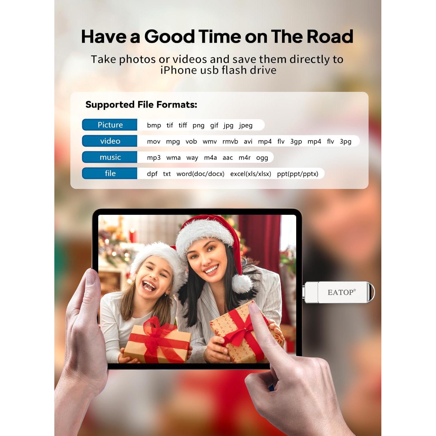 Unidad Flash 512GB EATOP para iPhone y Android, Conexión USB-C