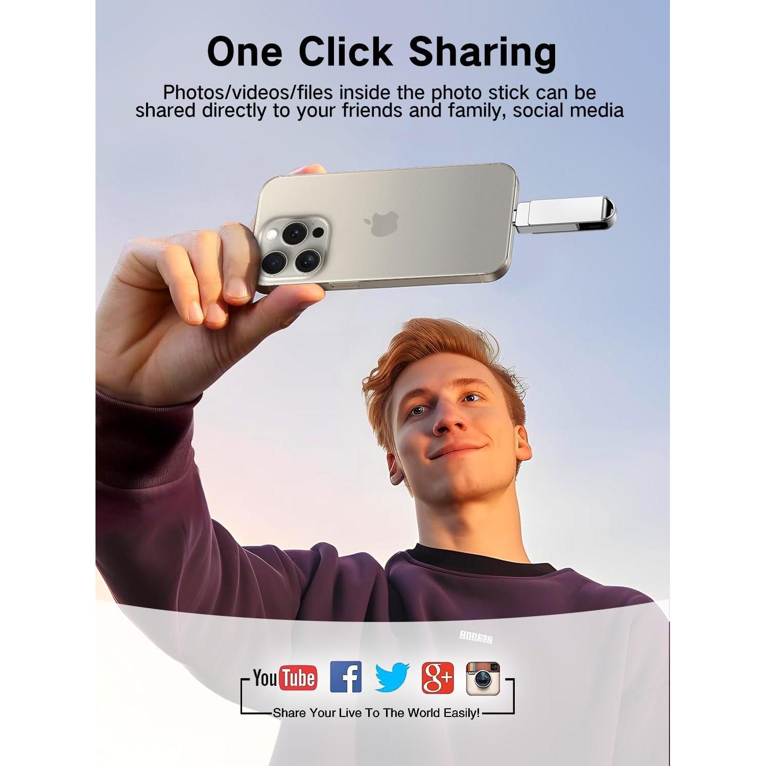 Unidad Flash 512GB EATOP para iPhone y Android, Conexión USB-C