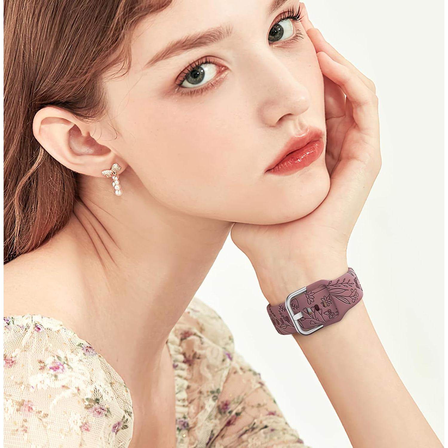 Paquete de 3 bandas de silicona grabadas SuperNaNa 20mm para Samsung Galaxy Watch