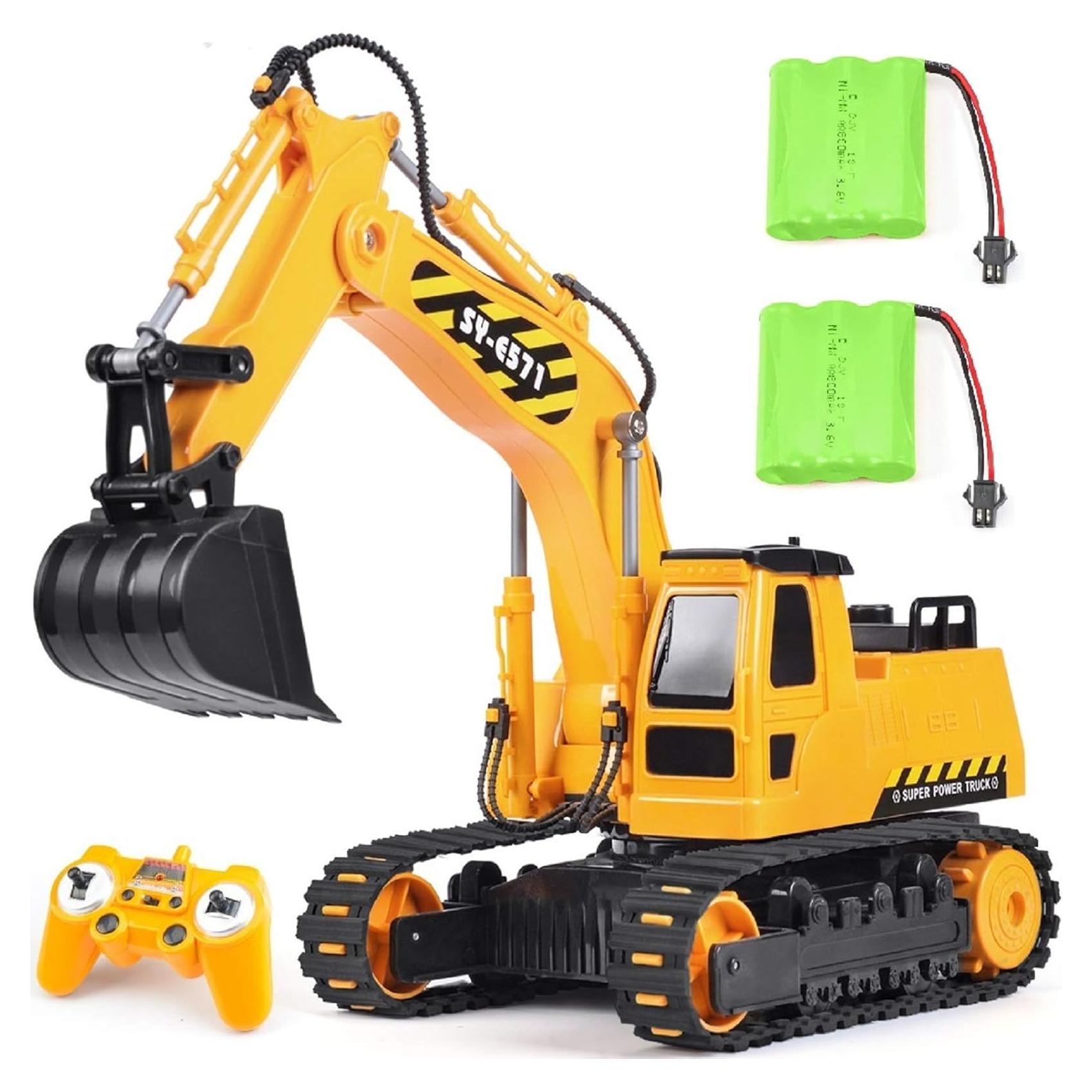 Excavadora RC DOUBLE E Amarilla 2 Baterías 35x12x21cm