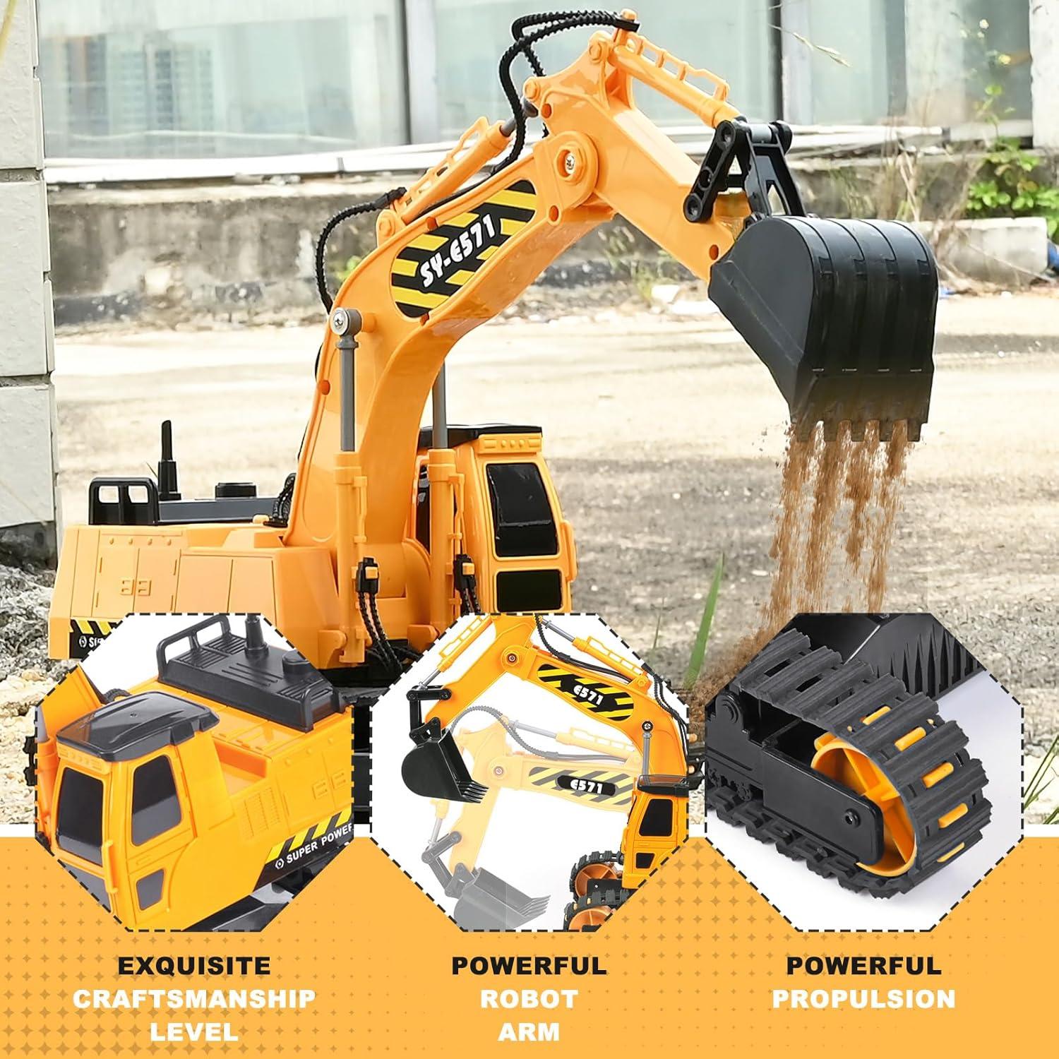 Excavadora RC DOUBLE E Amarilla 2 Baterías 35x12x21cm