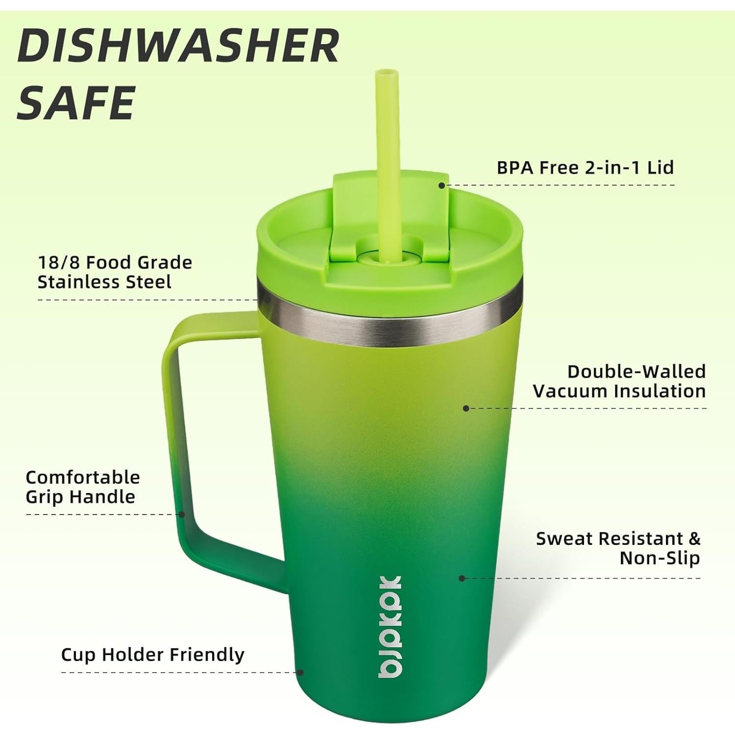 Vaso Aislado BJPKPK 530ml Acero Inoxidable Bosque de Bambú