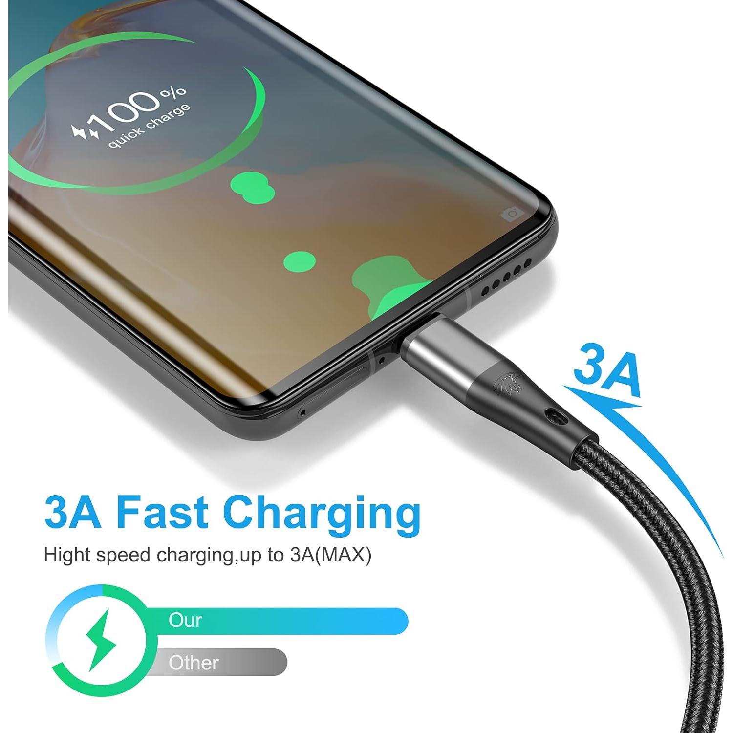 Cable USB a USB-C HALIHALL 3 Unidades 0.91m Carga Rápida