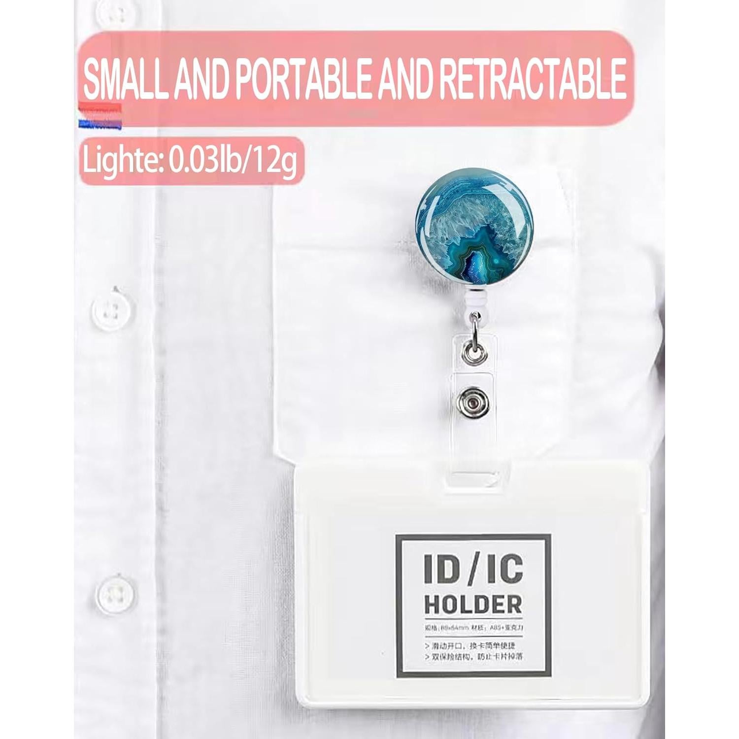 IAMRAVER 2 Sujetadores de Insignias Retráctiles Ágata de Mármol Azul