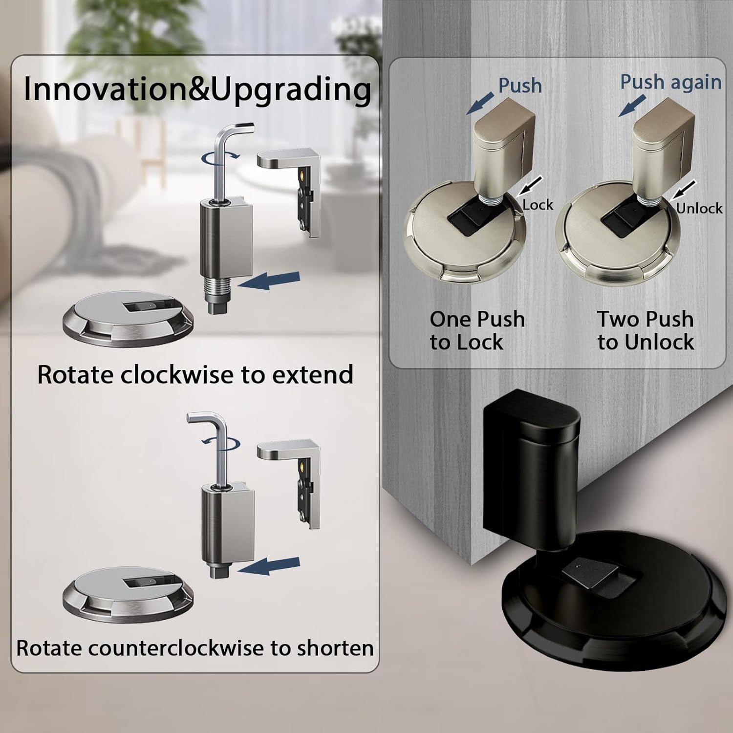 Tope de Puerta Mecánico HOOFUS Ajustable Negro 1 Paquete