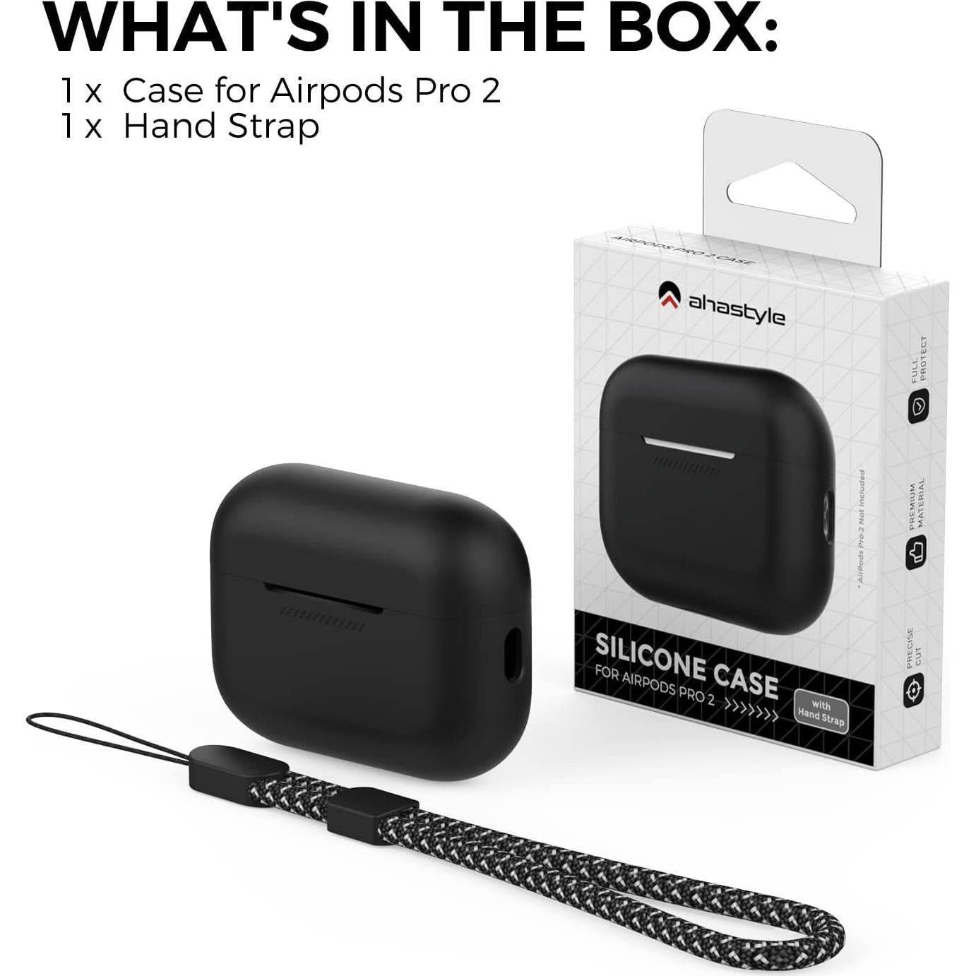 Funda de Silicona AHASTYLE para AirPods Pro 2 - Negro
