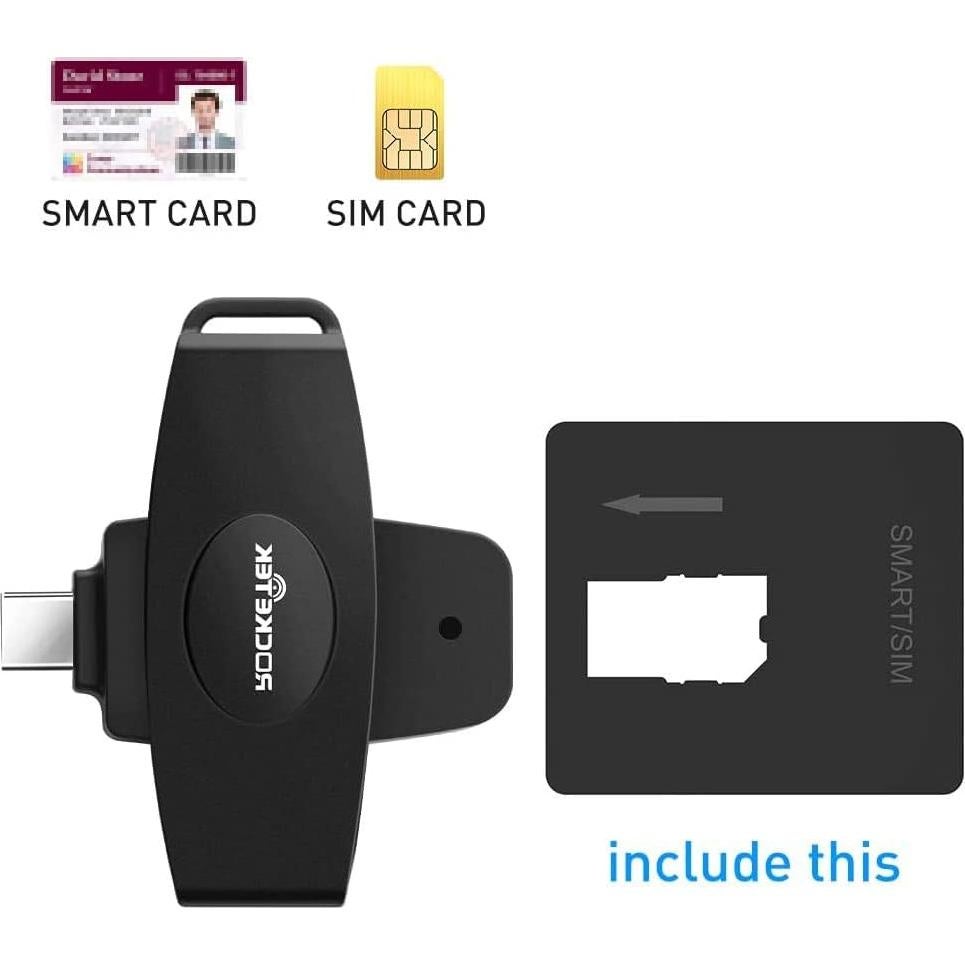 Lector de Tarjeta Inteligente CAC Militar USB C Rocketek - Compatible con Windows, Mac y Linux