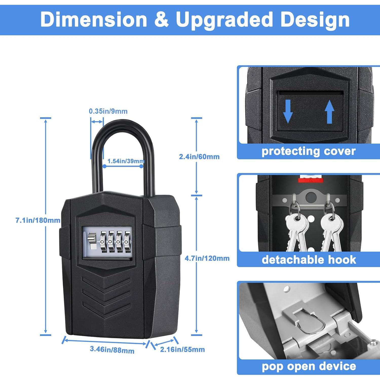 Caja de Seguridad ZHEGE para Llaves, Montaje en Pared, Negra