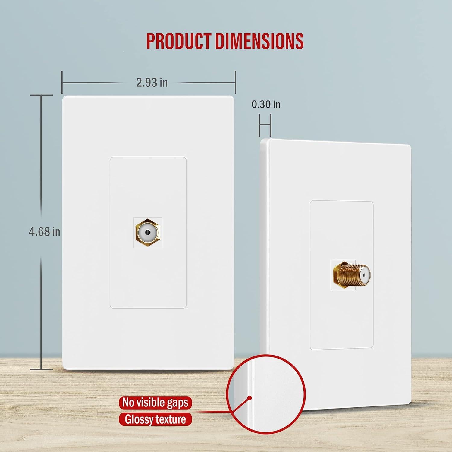 Placa de Pared Keystone Sin Tornillos ENERLITES 1 Puerto A/V Oro