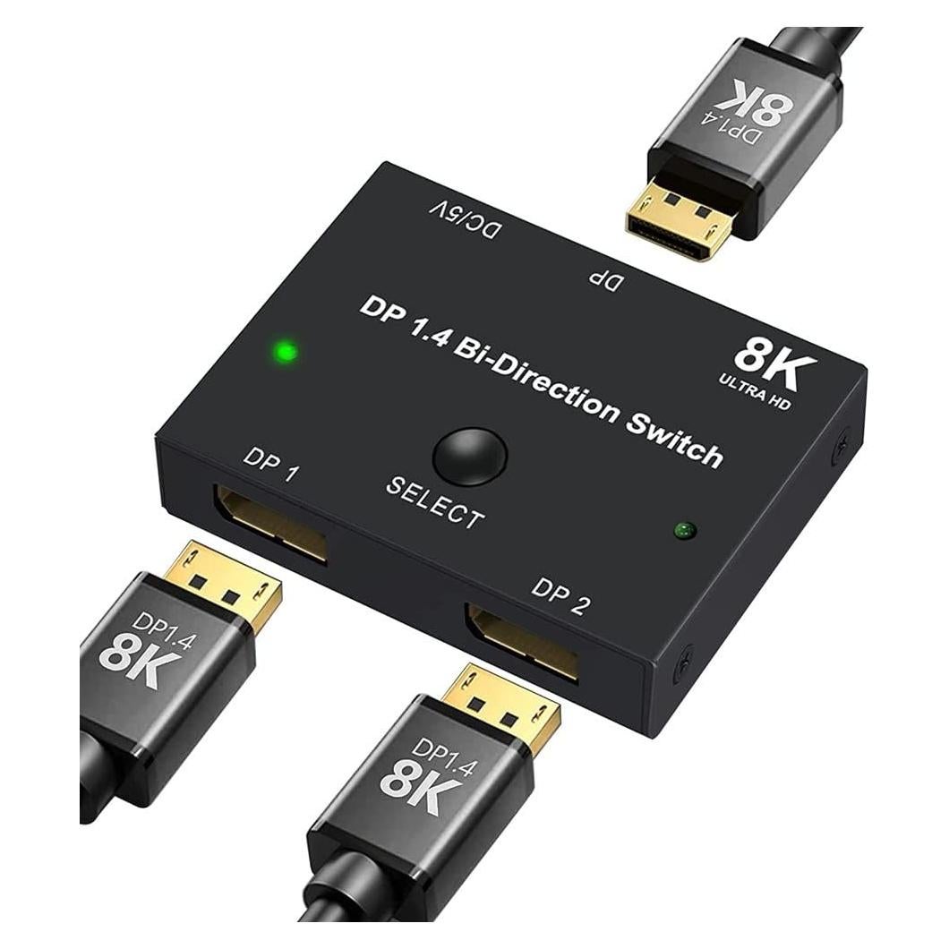 Conmutador DisplayPort 1.4 Secplay 2-en-1 8K 30Hz 4K 120Hz