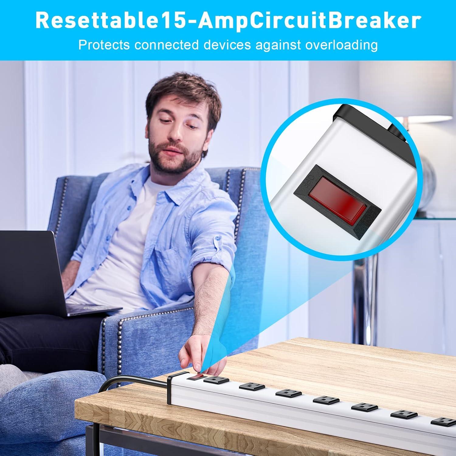 Regleta de Poder Metálica Berigtta M08AC-WIDE 8 Salidas 1.83m