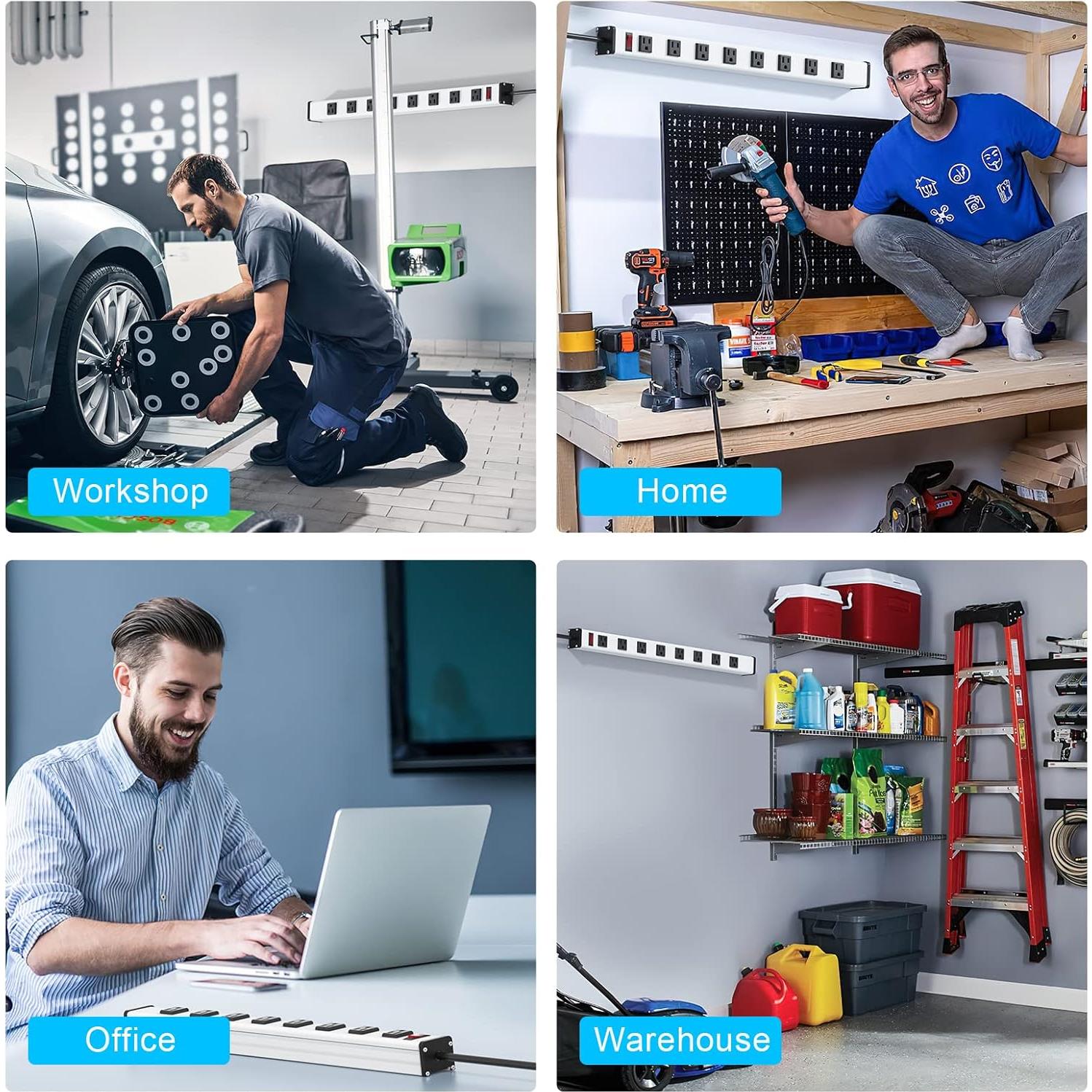 Regleta de Poder Metálica Berigtta M08AC-WIDE 8 Salidas 1.83m